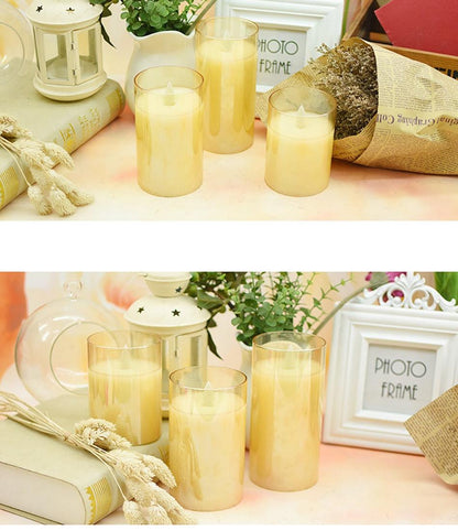 Flameless LED Wax Candle with Amber Glass
