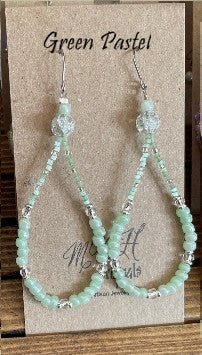 Pastel Sea Beads Teardrop Dangle Earrings
