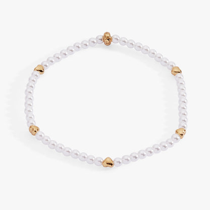 Heart and Pearl Stretch Bracelet