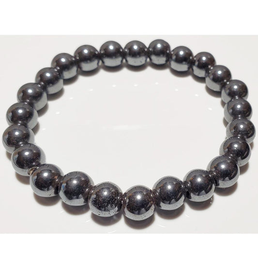 Hematite Beaded Bracelet Elastic 8mm Round Hematite