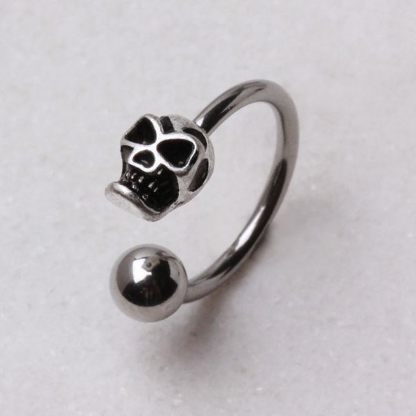 316L Surgical Steel Horseshoe with Skull
