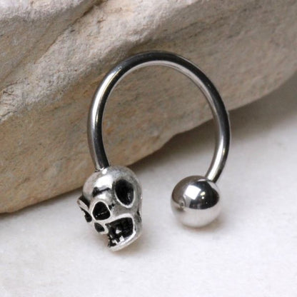 316L Surgical Steel Horseshoe with Skull