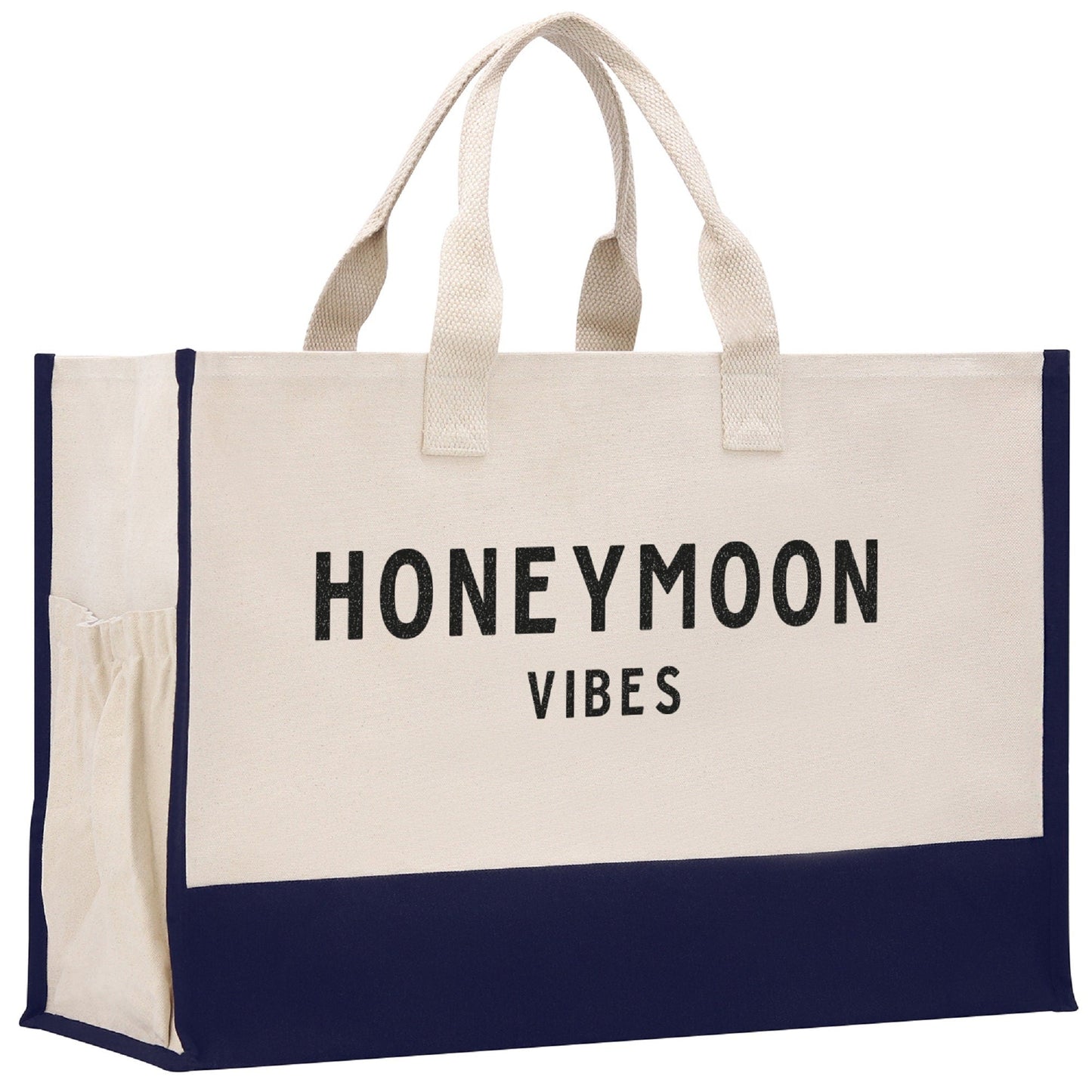 Honeymoon Vibes Beach Tote Bag XL - Oversized Chic Tote Bag with Zipper and Inner Pocket -Honeymooners Honeymoon Gifts Bridal Gift Newlyweds
