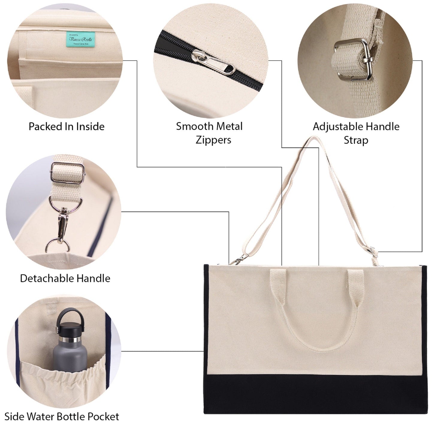 Honeymoon Vibes Beach Tote Bag XL - Oversized Chic Tote Bag with Zipper and Inner Pocket -Honeymooners Honeymoon Gifts Bridal Gift Newlyweds