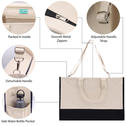 Honeymoon Vibes Beach Tote Bag XL - Oversized Chic Tote Bag with Zipper and Inner Pocket -Honeymooners Honeymoon Gifts Bridal Gift Newlyweds