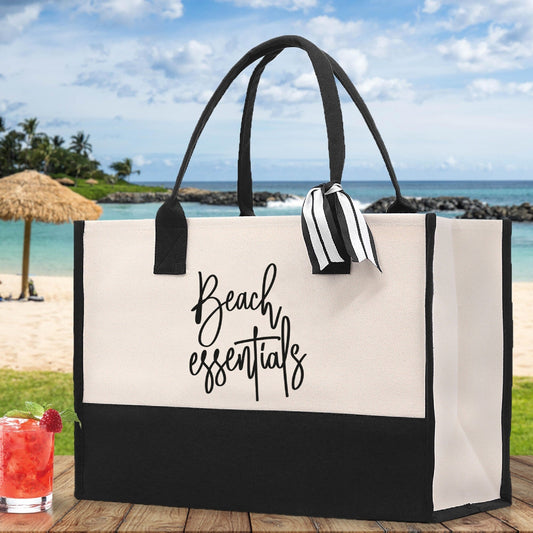 Beach Essentials Tote Bag Beach Vacation Tote Bag Summer Beach Canvas Tote Bag Large Canvas Beach Bag Weekender Tote Bag
