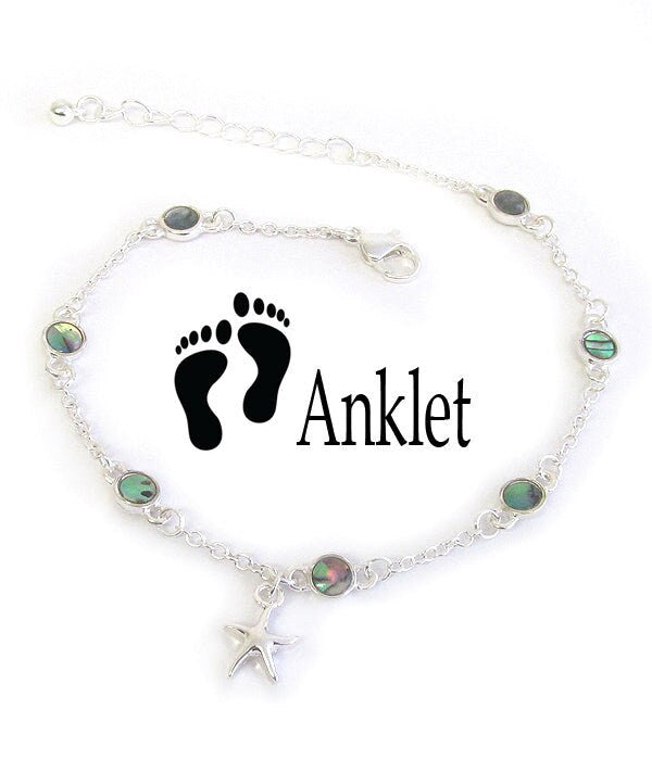 Abalone Charm Starfish Anklet Ankle Bracelet