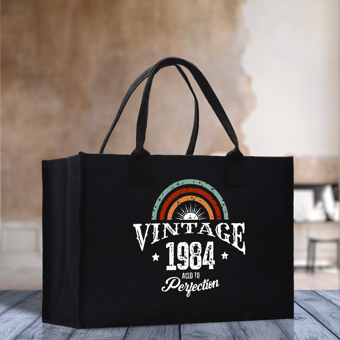 Vintage 1984 Aged To Perfection Birthday Cotton Canvas Tote Bag 60th Birthday Gift For Women 40th Birthday Celebration Party Gift