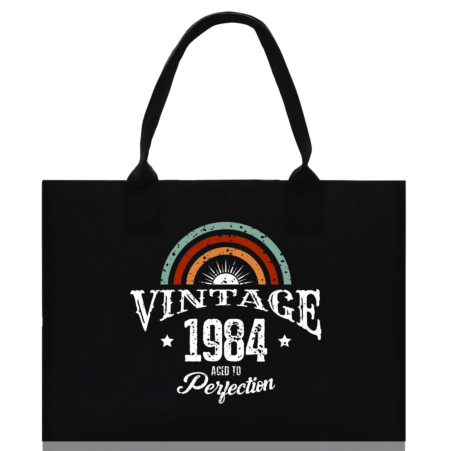 Vintage 1984 Aged To Perfection Birthday Cotton Canvas Tote Bag 60th Birthday Gift For Women 40th Birthday Celebration Party Gift