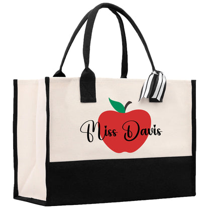 Personalized Teacher Cotton Canvas Tote Bag Gift for Teachers Teacher Life Tote Custom Teacher Appreciation Gift Bag Teacher Name Bag