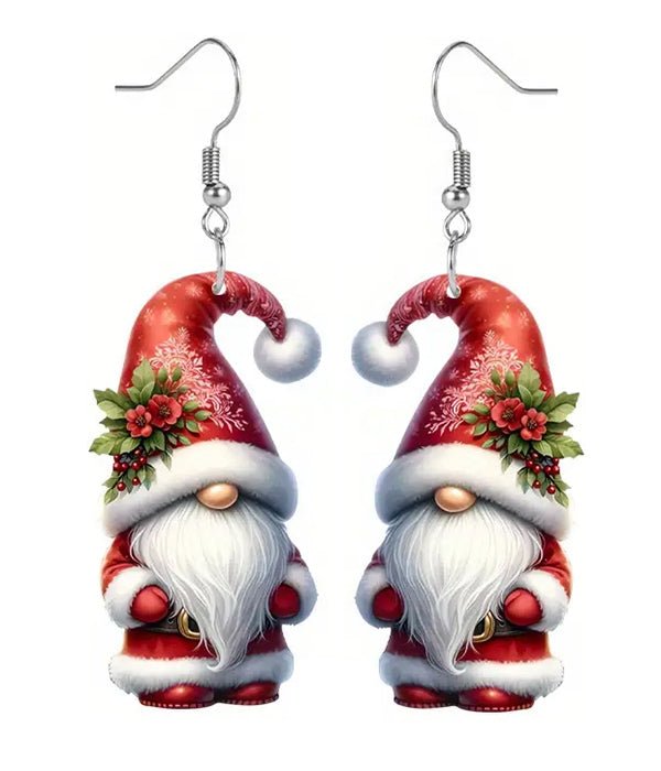 Christmas Acrylic Earrings - Santa Gnome