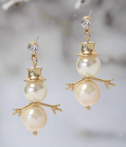 Fresh Pearl Snowman Earrings - Fashion Hut Jewelry