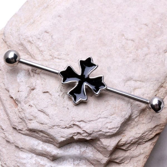 316L Industrial Barbell with Cross Patonce