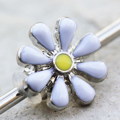 316L Stainless Steel White Daisy Industrial Barbell