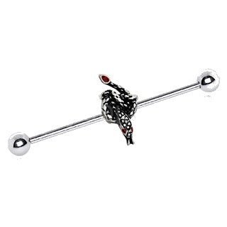 316L Stainless Steel Rattlesnake Industrial Barbell | Fashion Hut Jewelry