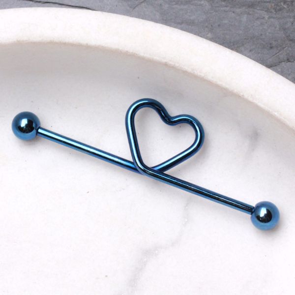PVD Plated Heart Industrial Barbell