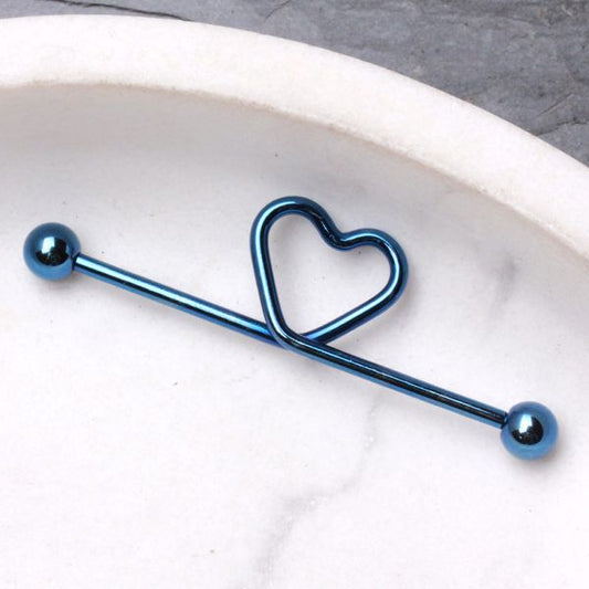 PVD Plated Heart Industrial Barbell