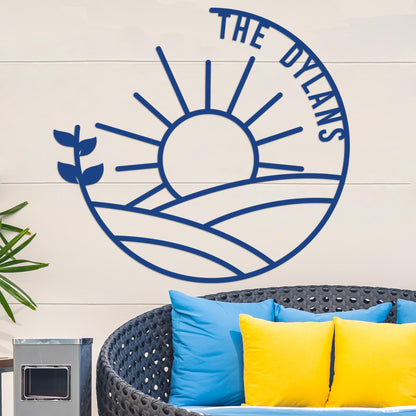 Island Sunset Vine Circle Name Sign