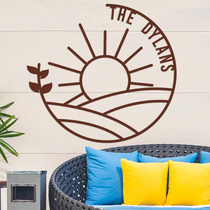 Island Sunset Vine Circle Name Sign