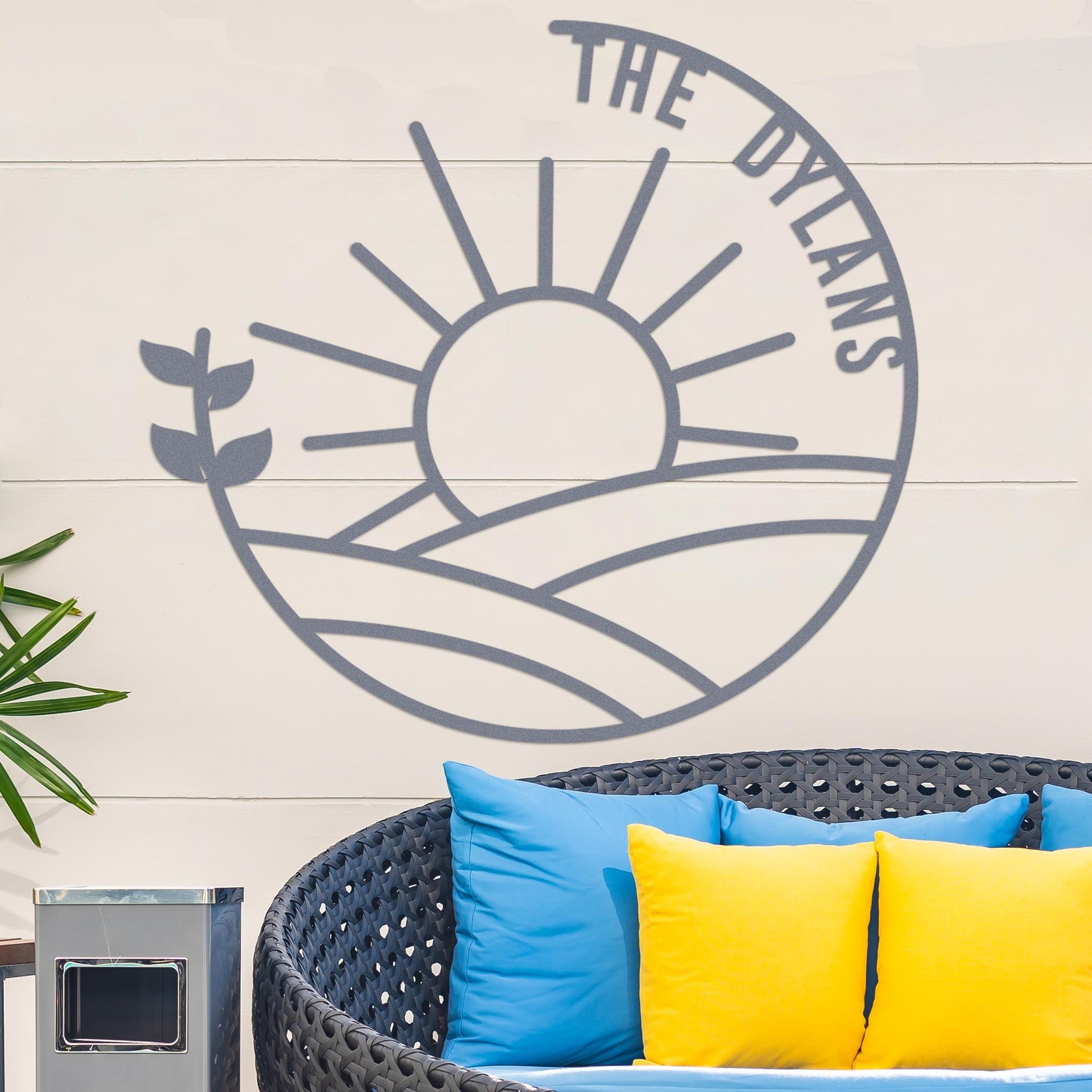 Island Sunset Vine Circle Name Sign