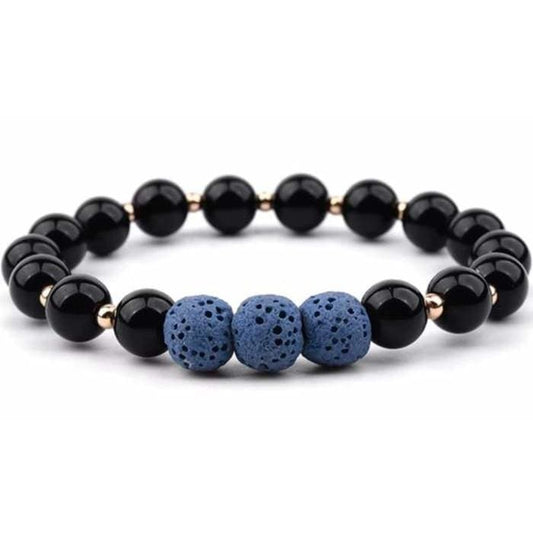 Lava Stone Bracelet - Black Dark Blue