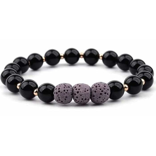 Lava Stone Bracelet - Black Purple