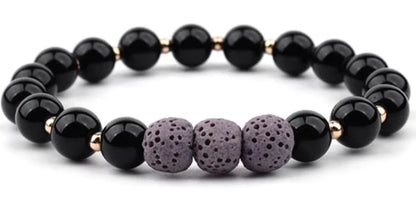 Lava Stone Bracelet - Black Purple