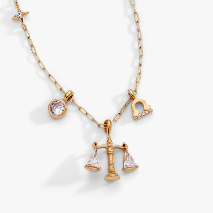 Libra Zodiac Charm Cluster Necklace - ALEX AND ANI