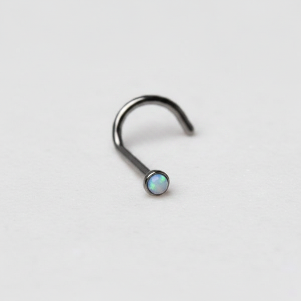316L Surgical Steel Opalite Screw Nose Ring - multiple options are available