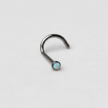 316L Surgical Steel Opalite Screw Nose Ring - multiple options are available