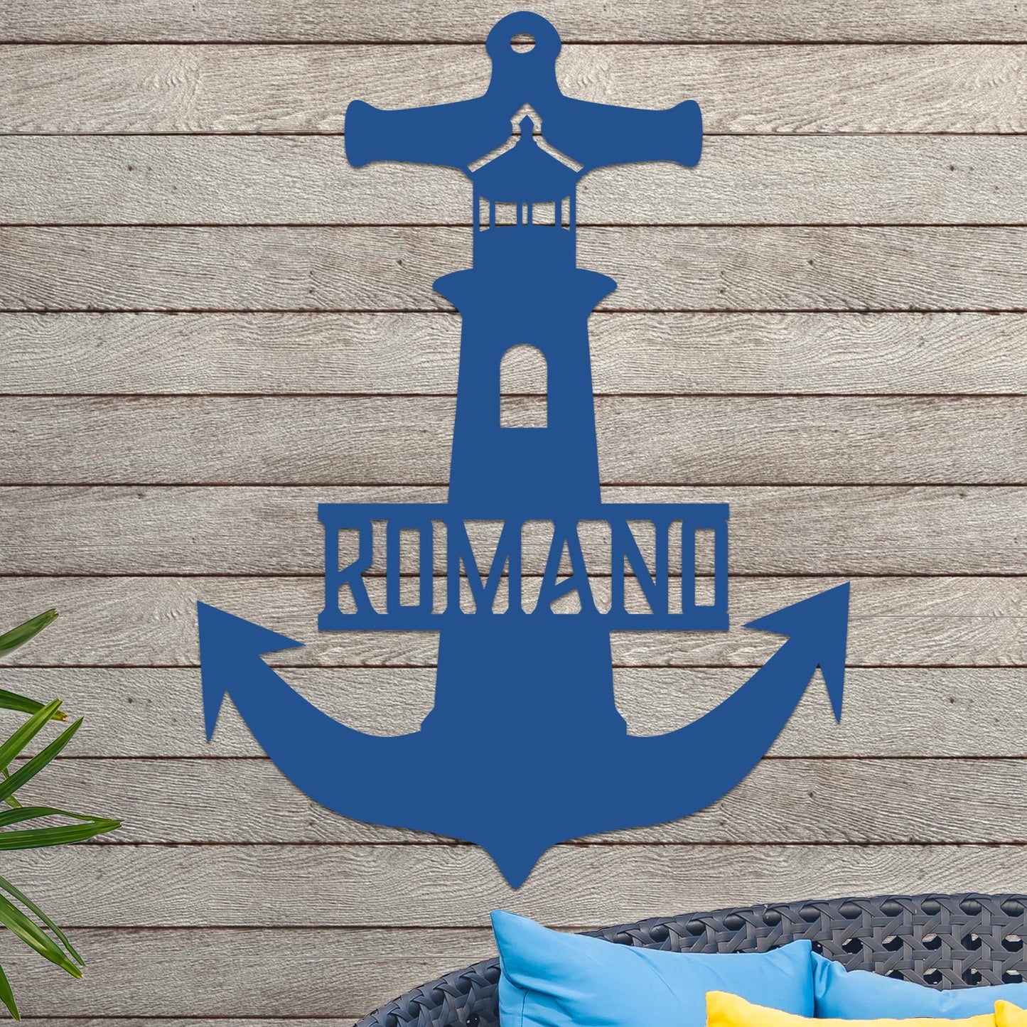 Lighthouse Anchor with Family Name