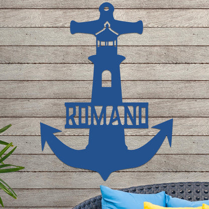 Lighthouse Anchor with Family Name