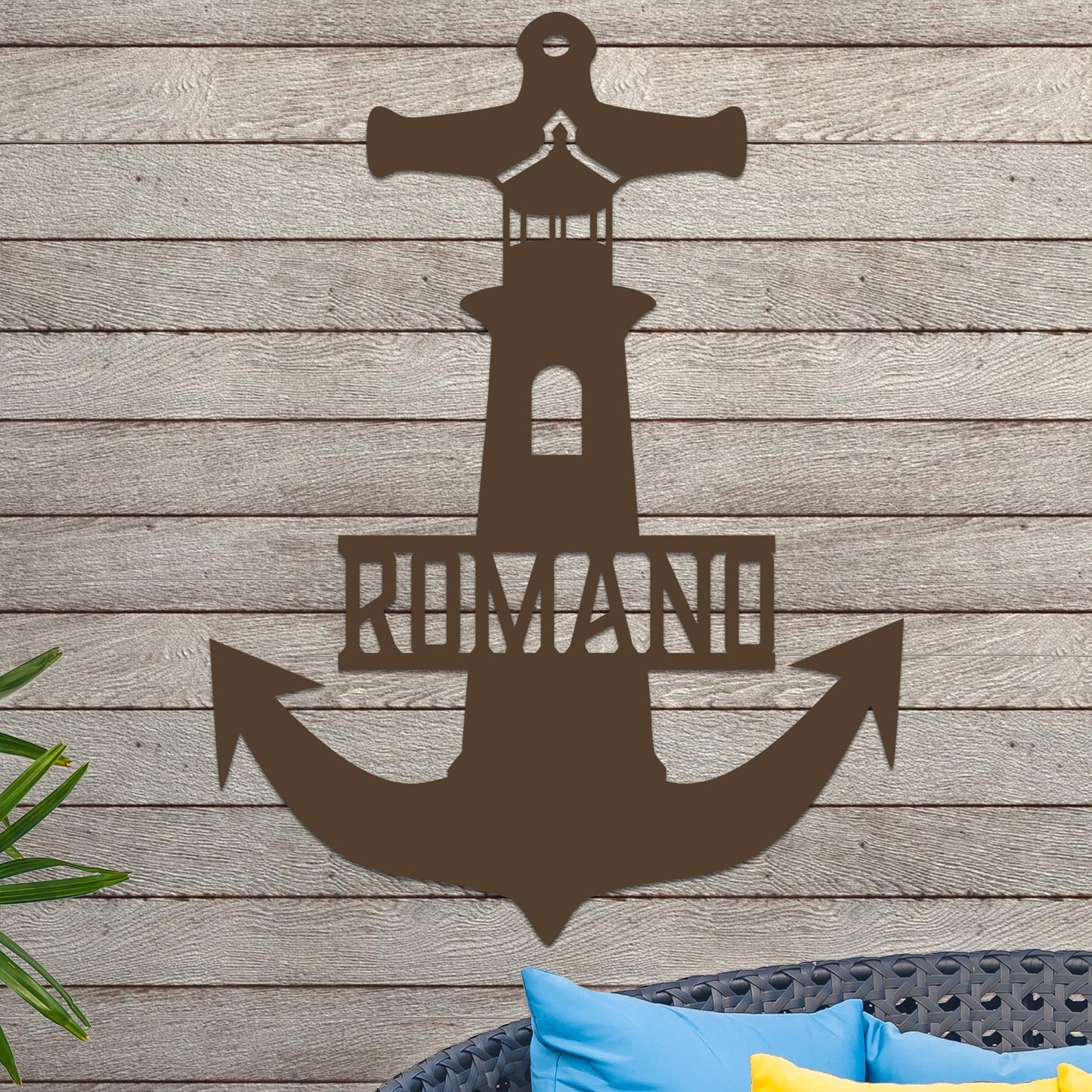 Lighthouse Anchor with Family Name