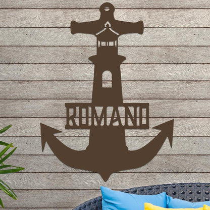 Lighthouse Anchor with Family Name