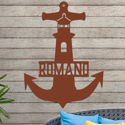 Lighthouse Anchor with Family Name