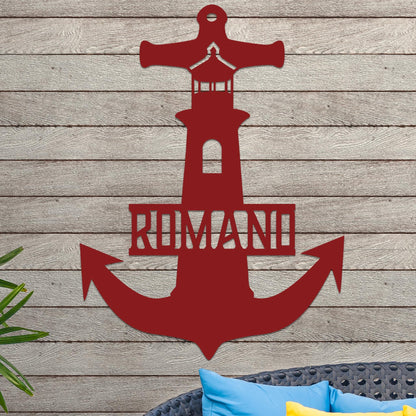 Lighthouse Anchor with Family Name