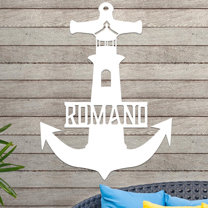 Lighthouse Anchor with Family Name