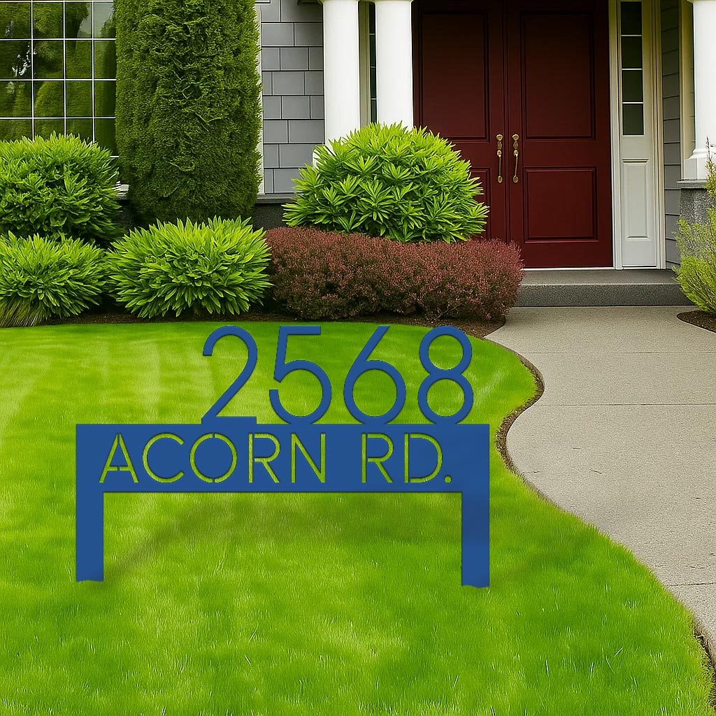 Modern Metal Address Yard Sign