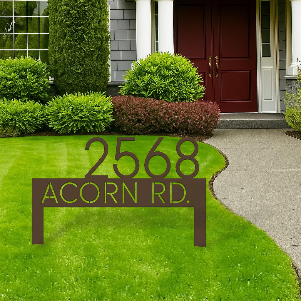 Modern Metal Address Yard Sign