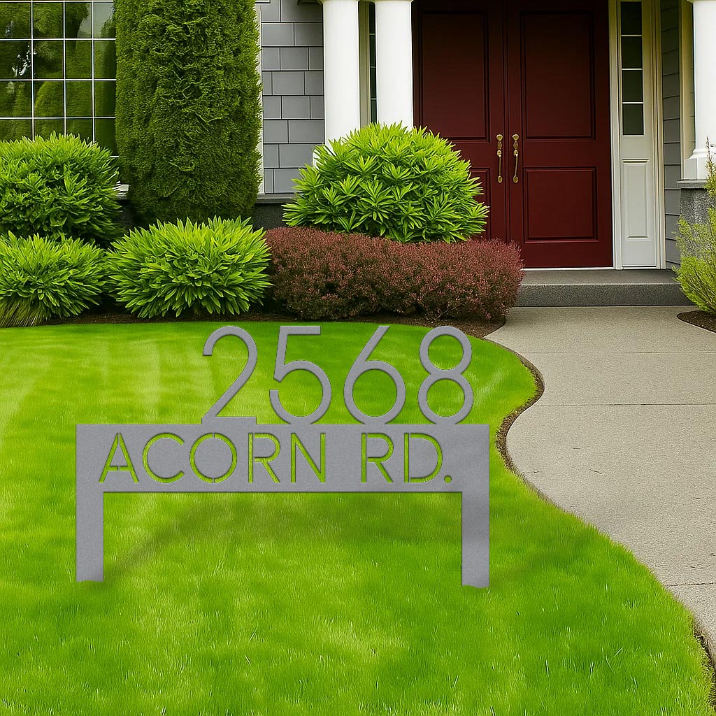 Modern Metal Address Yard Sign