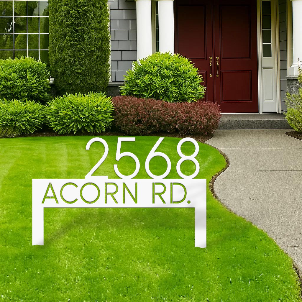 Modern Metal Address Yard Sign