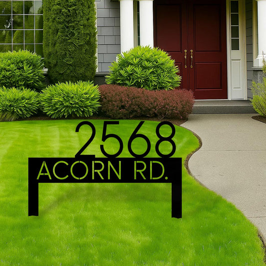 Modern Metal Address Yard Sign