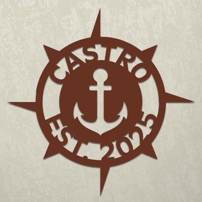 Nautical Anchor Family Established Sign