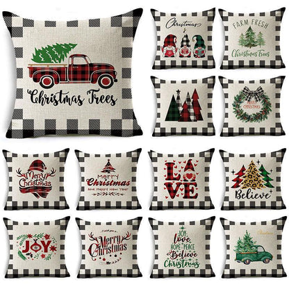 Plaid Christmas Linen Pillow Covers