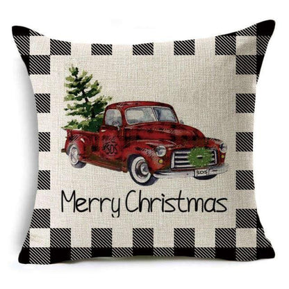 Plaid Christmas Linen Pillow Covers