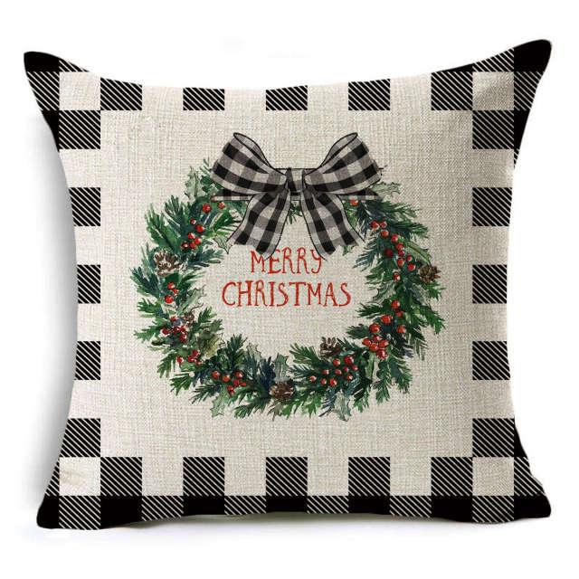 Plaid Christmas Linen Pillow Covers