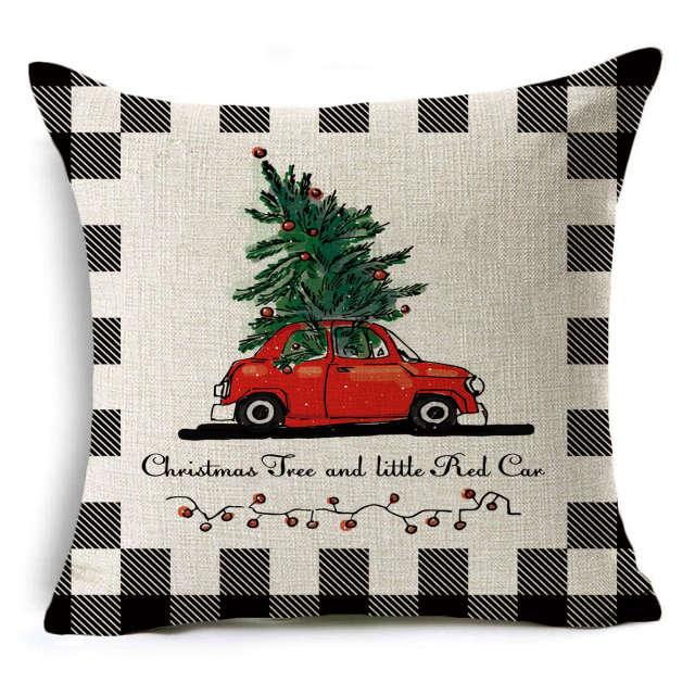 Plaid Christmas Linen Pillow Covers