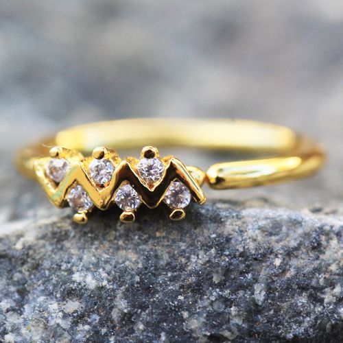 Gold Jeweled Zig-Zag Cartilage Earring / Nose Hoop Ring