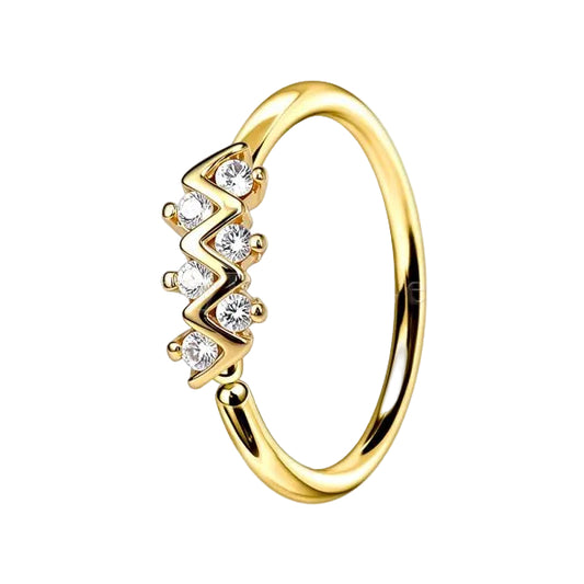 Gold Jeweled Zig-Zag Cartilage Earring / Nose Hoop Ring