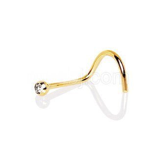 Screw Nose Ring with Press Fit CZ | Fashion Hut Jewelry